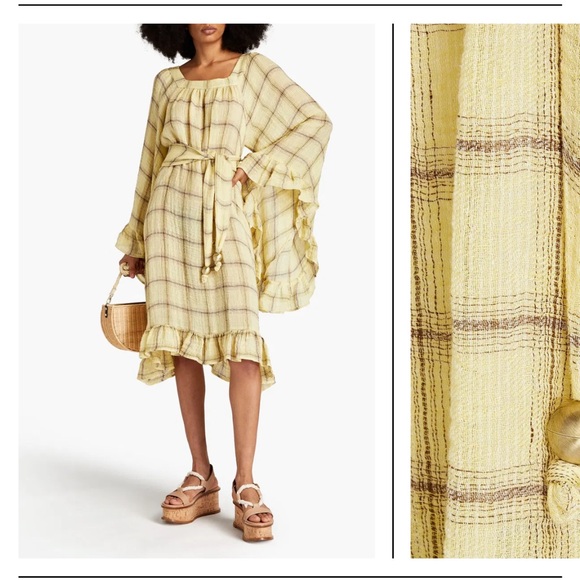 Lisa Marie Fernandez Dresses & Skirts - LISA MARIE FERNANDEZ Gathered Checked Linen-Blend Gauze Dress 2